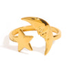 Stainless Steel Star Shaped Ring Electroplated Ladies Jewelry