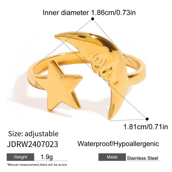Stainless Steel Star Shaped Ring Electroplated Ladies Jewelry