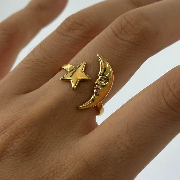 Stainless Steel Star Shaped Ring Electroplated Ladies Jewelry