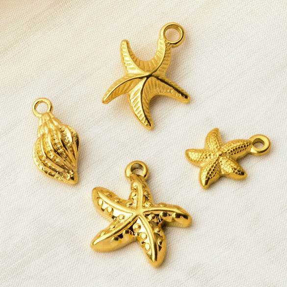 Stainless Steel Starfish And Conch Jewelry Accessories For Bracelet Making With Electroplating Process