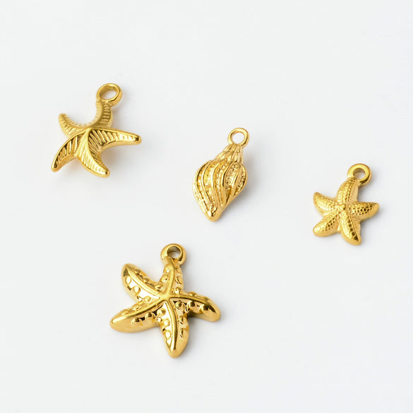 Stainless Steel Starfish And Conch Jewelry Accessories For Bracelet Making With Electroplating Process