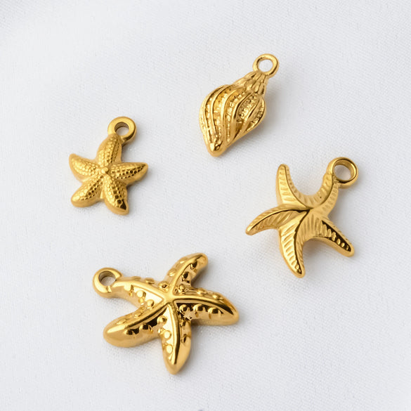 Stainless Steel Starfish And Conch Jewelry Accessories For Bracelet Making With Electroplating Process