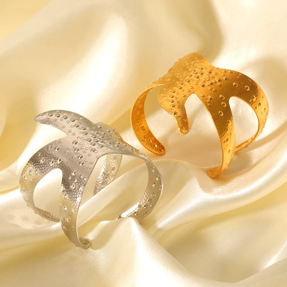 Stainless Steel Starfish Bracelet With Exaggerated Beat Pattern And Electroplating Process