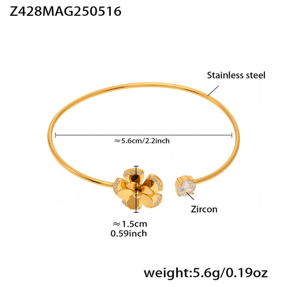 Stainless Steel Starfish Flower Shell Opening Fine Circle Bracelet With Electroplating Design