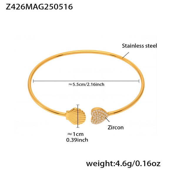 Stainless Steel Starfish Flower Shell Opening Fine Circle Bracelet With Electroplating Design