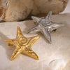 Stainless Steel Starfish Hammer Pattern Ocean Style Brooch With Electroplating For Women