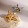 Stainless Steel Starfish Hammer Pattern Ocean Style Brooch With Electroplating For Women
