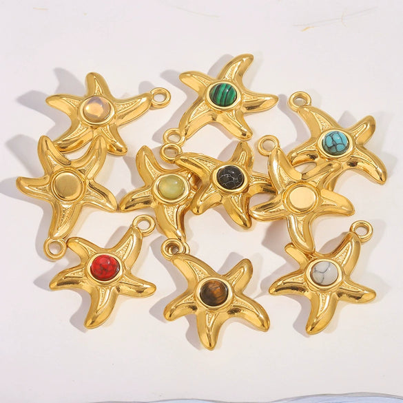 Stainless Steel Starfish Jewelry Pendant Necklace Electroplated Ocean Series