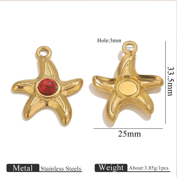 Stainless Steel Starfish Jewelry Pendant Necklace Electroplated Ocean Series