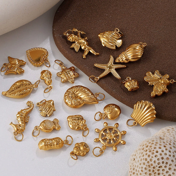 316L Stainless Steel Starfish Pendant Necklace Electroplated Marine Life Fashion Jewelry