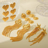 Stainless Steel Starfish Tassel And Heart Geometric Pattern Electroplated Women's Earrings