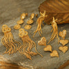 Stainless Steel Starfish Tassel And Heart Geometric Pattern Electroplated Women's Earrings