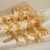 Stainless Steel Starfish Tassel And Heart Geometric Pattern Electroplated Women's Earrings