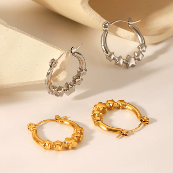 Stainless Steel Starshaped Electroplated Women's Earrings Light Luxury And Highend Nonfading Geometric Pattern