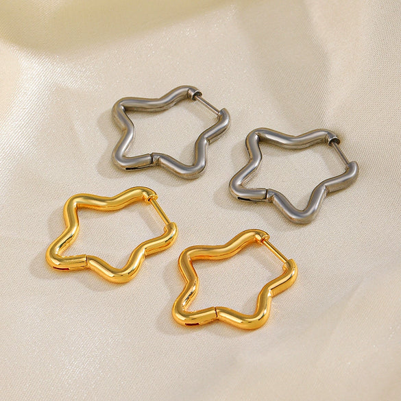 Stainless Steel Starshaped Electroplated Women's Earrings