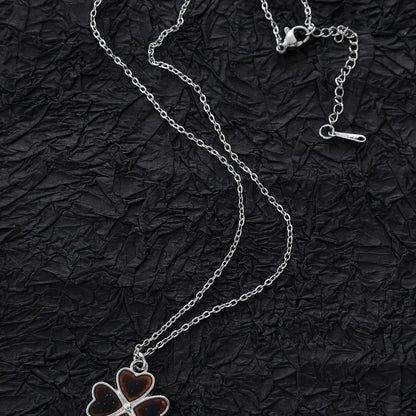 Stainless Steel Steel Elegant Four Leaf Clover Chain Pendant Necklace