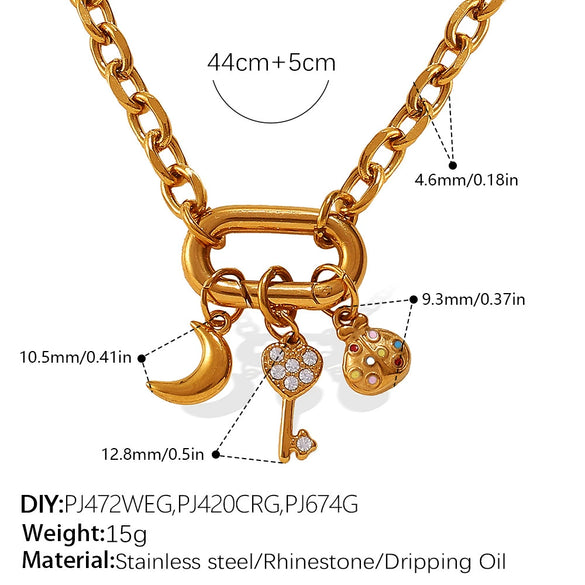 316L Stainless Steel Strawberry Mushroom Fashion Multielement Necklace For Women With Electroplating