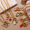 316L Stainless Steel Strawberry Mushroom Fashion Multielement Necklace For Women With Electroplating