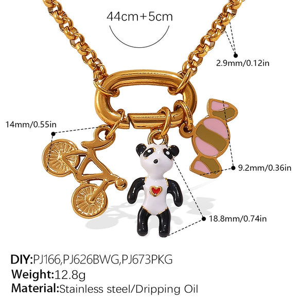 316L Stainless Steel Strawberry Mushroom Fashion Multielement Necklace For Women With Electroplating