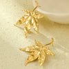 Stainless Steel Stud Earrings Light Luxury Maple Leaf Texture Vintage Style Electroplated