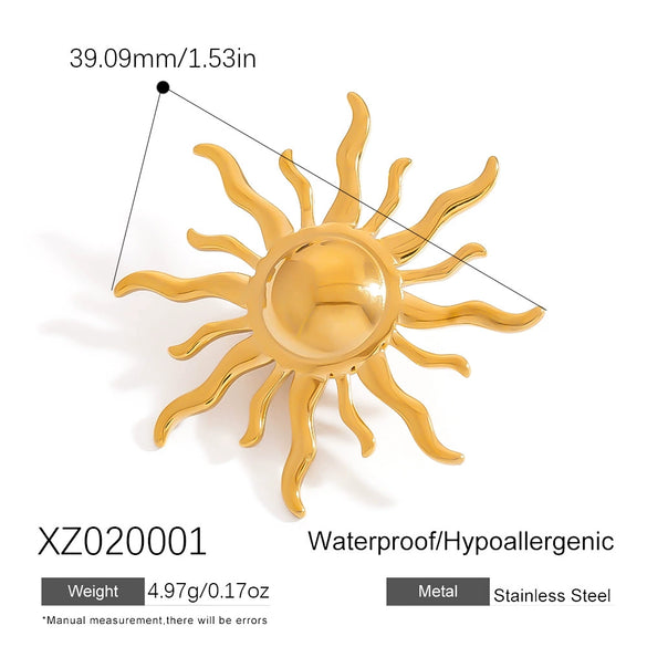 Stainless Steel Sun Brooch Light Luxury Electroplated Unisex Clothing Accessory