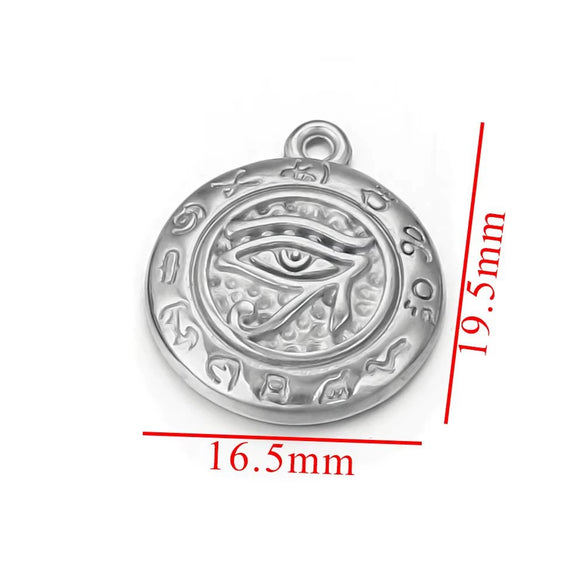Stainless Steel Sun Eye Tag Jewelry Pendant Necklace With Electroplating