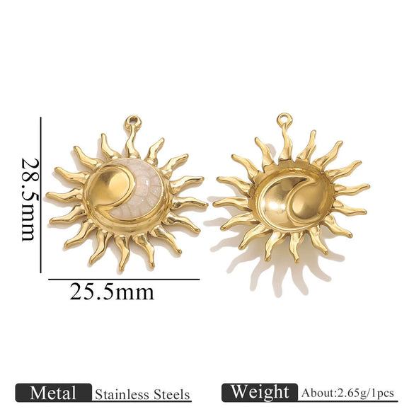 Stainless Steel Sun Pendant Jewelry Accessories With 18K Gold Electroplating