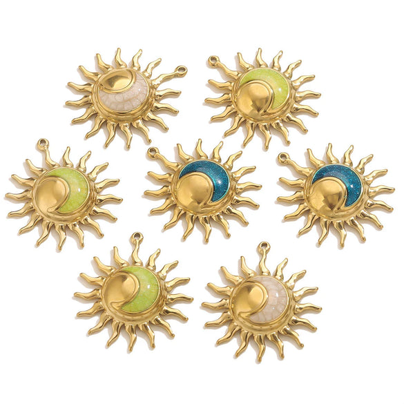 Stainless Steel Sun Pendant Jewelry Accessories With 18K Gold Electroplating
