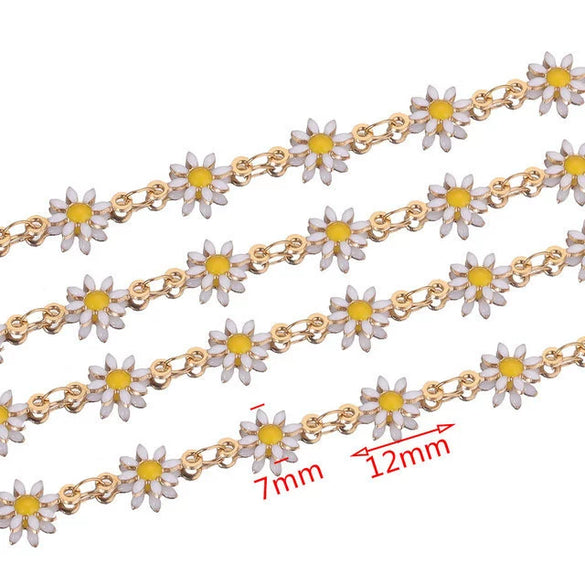 Stainless Steel Sunflower Enamel Jewelry Making Supplies Chain For Necklace Earrings With Electroplating