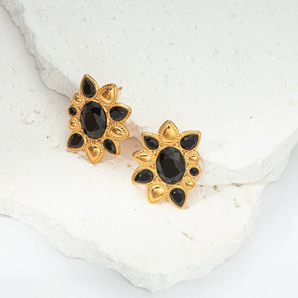 Stainless Steel Sweet Drop Shape Electroplated Inlaid Zircon Women's Earrings