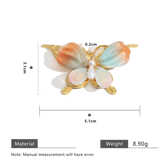 Stainless Steel Sweet Fairy Butterfly Pearl Pendant Hand Knitted Diy Jewelry Accessories With Totem Pattern