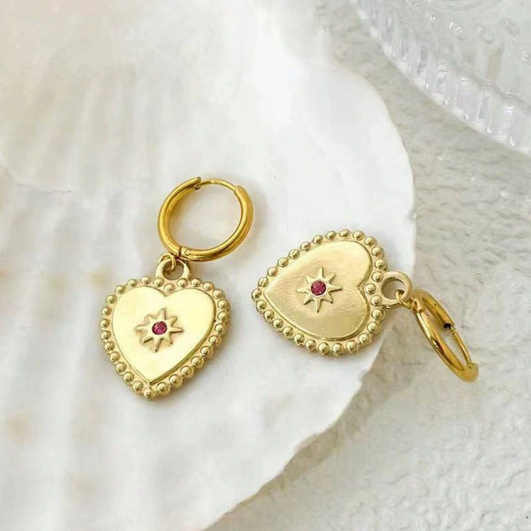 Stainless Steel Sweet Heart Shape Electroplated Love Pendant Earrings For Women