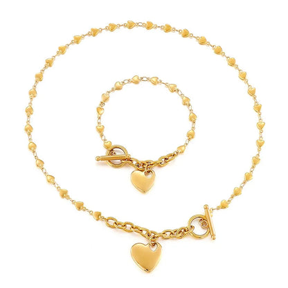 Titanium Steel 18K Gold Plated Fashion Heart