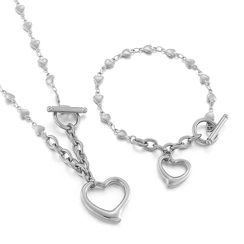 Titanium Steel 18K Gold Plated Fashion Heart