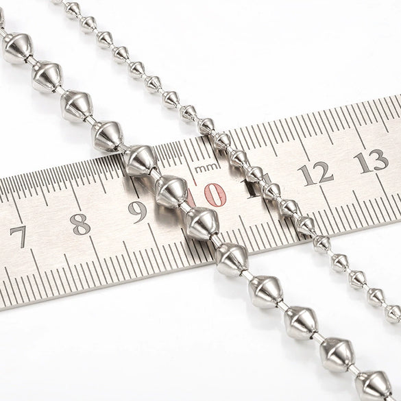 Stainless Steel Tapered Bead Chain Necklace Bracelet With Electrolytic Brightening