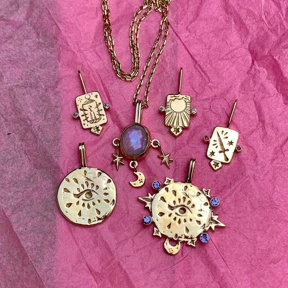 Stainless Steel Tarot Card Necklace With Zircon Geometric Literature And Art Style Electroplated Square Pendant