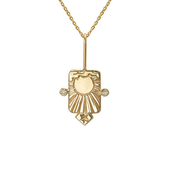 Stainless Steel Tarot Card Necklace With Zircon Geometric Literature And Art Style Electroplated Square Pendant