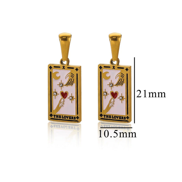 Stainless Steel Tarot Card Theme Pendant Electroplated Handmade Necklace