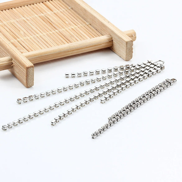 Stainless Steel Tassel Diamond Chain Earrings With Electroplating And Welding Treatment