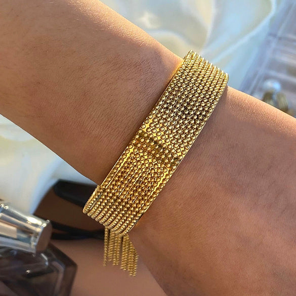 Stainless Steel Tassel Open Bracelet Electroplating Geometric Style Hand Jewelry