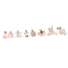 Stainless Steel Thin Rod Colorful Zircon Piercing Earrings With Animals Zodiac Pattern Electroplated For Women
