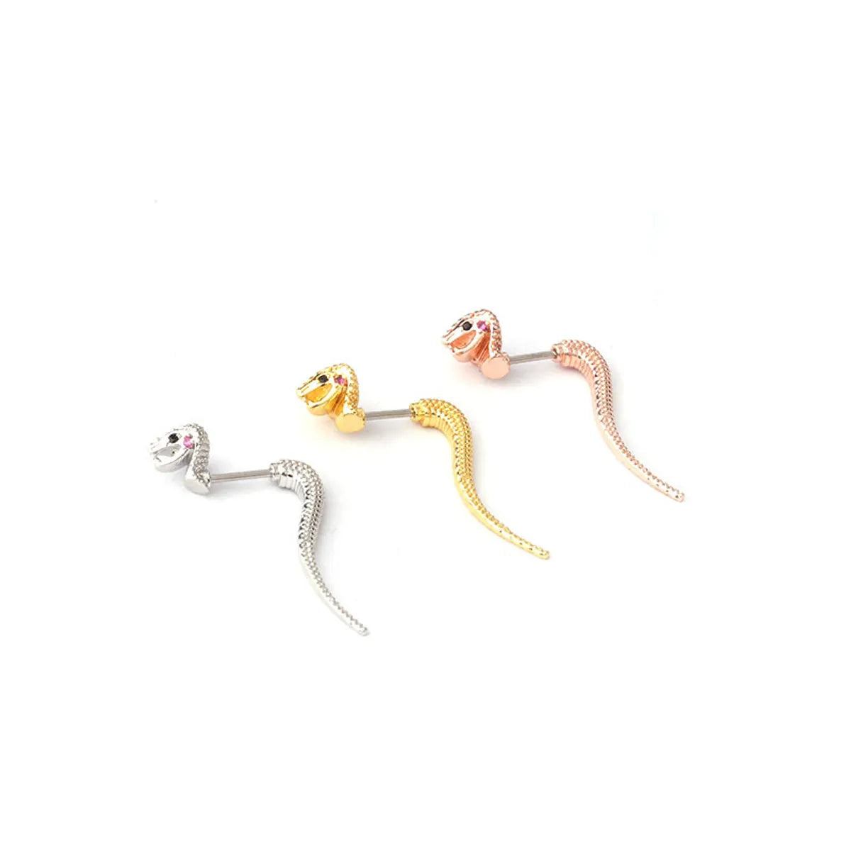 Stainless Steel Thin Rod Personality Creative Snake-shaped Screw Ear Bone Nails