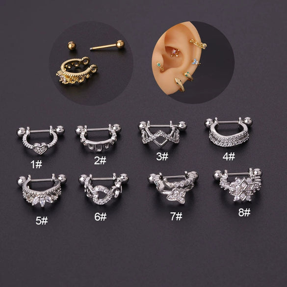 Stainless Steel Thin Rod The Crown Style Electroplated Women's Puncture Earrings