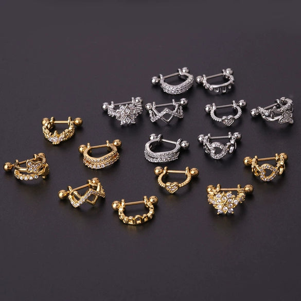 Stainless Steel Thin Rod The Crown Style Electroplated Women's Puncture Earrings