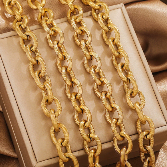 Stainless Steel Thread Cuban Chain Hip Hop Decorative Chain Necklace Bracelet Accessories Electroplated