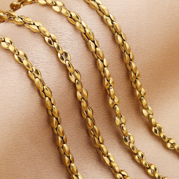 Stainless Steel Thread Pattern Button Shaped Gold Plated Decorative Chain For Necklace Bracelet Accessories