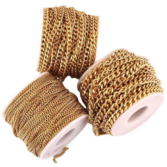 Stainless Steel Thread Pattern Grinding Electroplated Cuban Chain For Necklace And Bracelet Accessories