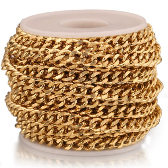 Stainless Steel Thread Pattern Grinding Electroplated Cuban Chain For Necklace And Bracelet Accessories
