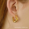 Stainless Steel Threaded Round Electroplated Women's Fashion Elegant Geometric Earrings