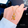 Stainless Steel Threedimensional Bear Geometric Micro Diamond Women's Necklace